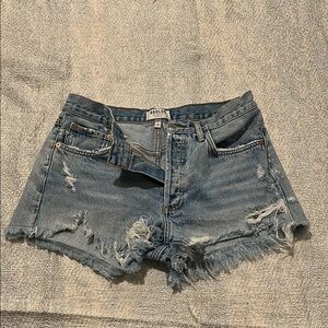 Agolde Blue Jean Shorts Distressed Cut-Off Style